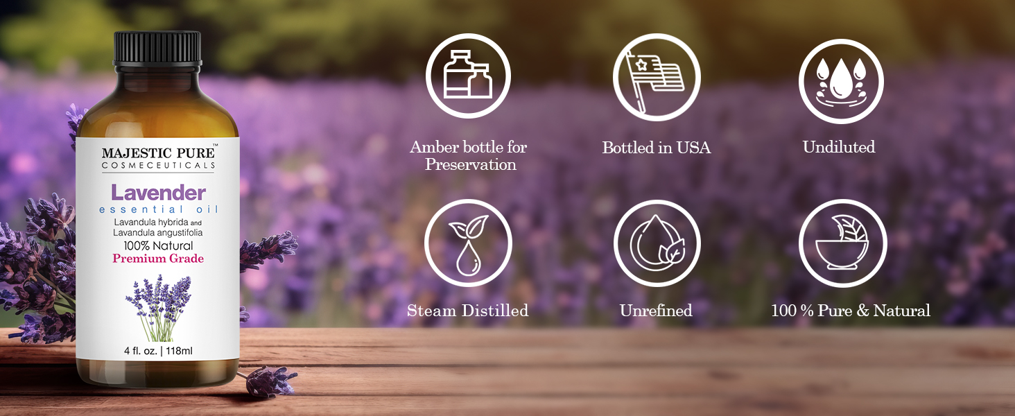 MAJESTIC PURE Lavender Essential Oil - Huge 118 ml with Glass Dropper | 100% Pur banner 5