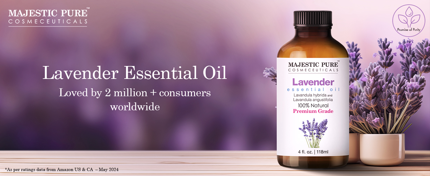 MAJESTIC PURE Lavender Essential Oil - Huge 118 ml with Glass Dropper | 100% Pur banner 1