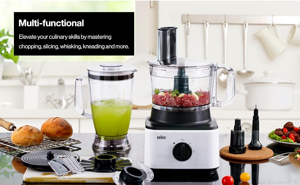 Braun Food Processor 8 in 1 System, 750 Watts, 2.1 L Bowl Capacity, 1.8 L Blende banner 3