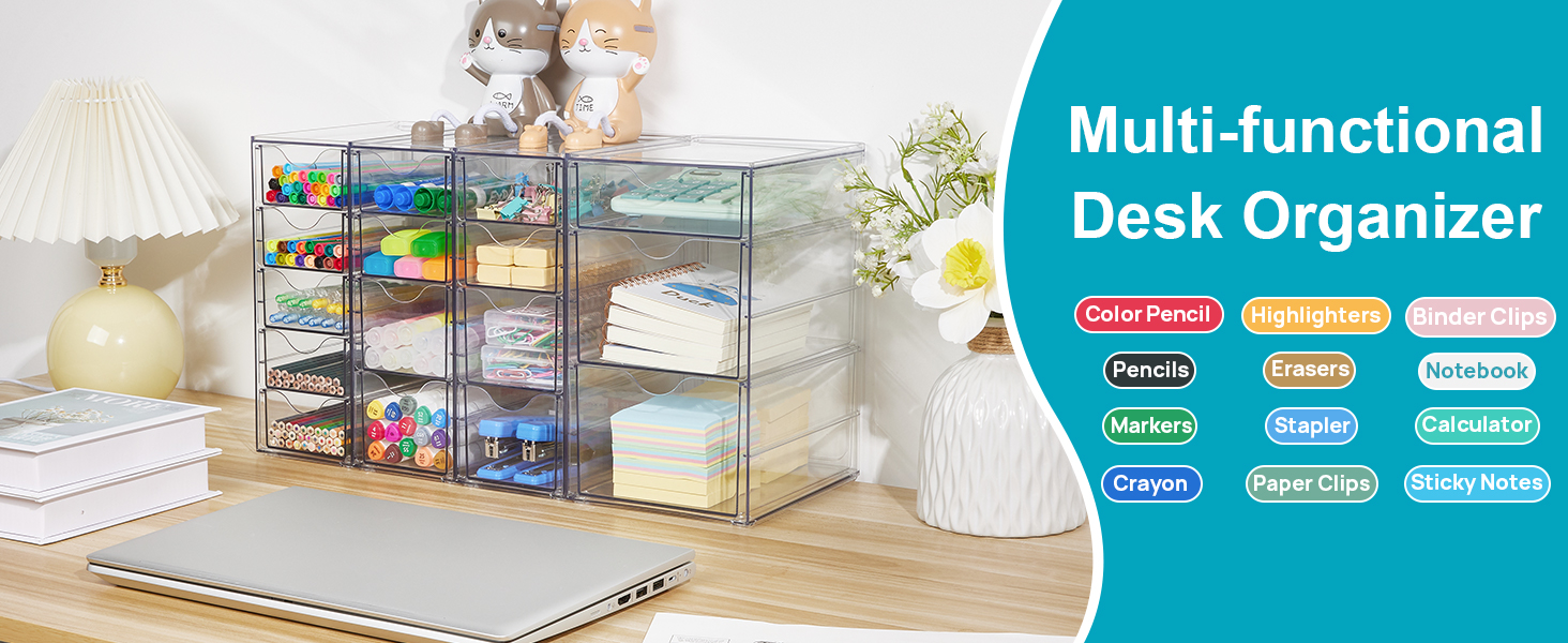 Vtopmart Acrylic Organizer with 16 Drawers (4 Set),Clear Storage Drawers for Off banner 2