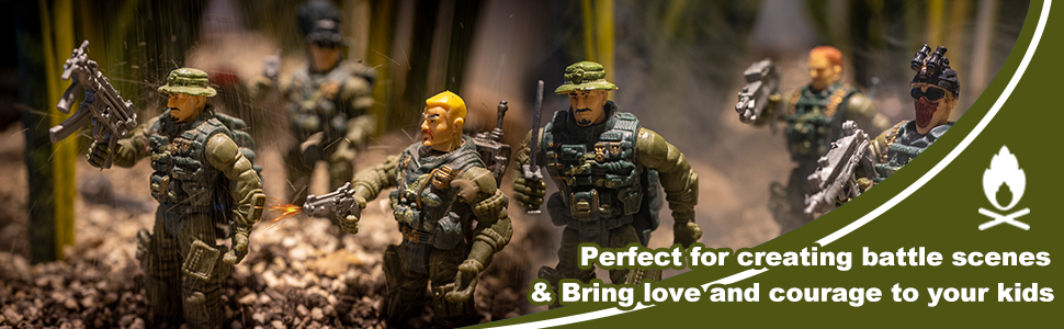 Hautton Soldier Action Figures Toy, 8 Army Men with Weapons Accessories, Removab banner 2
