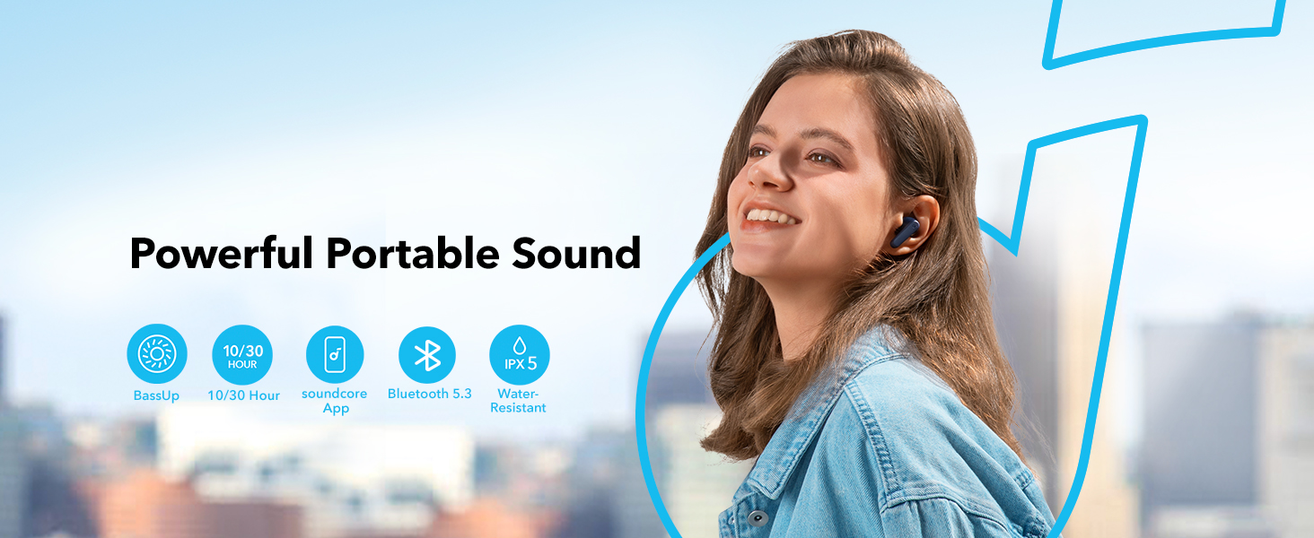 soundcore Anker P20i Bluetooth Earphones, 10mm Drivers with Big Bass True Wirele banner 1