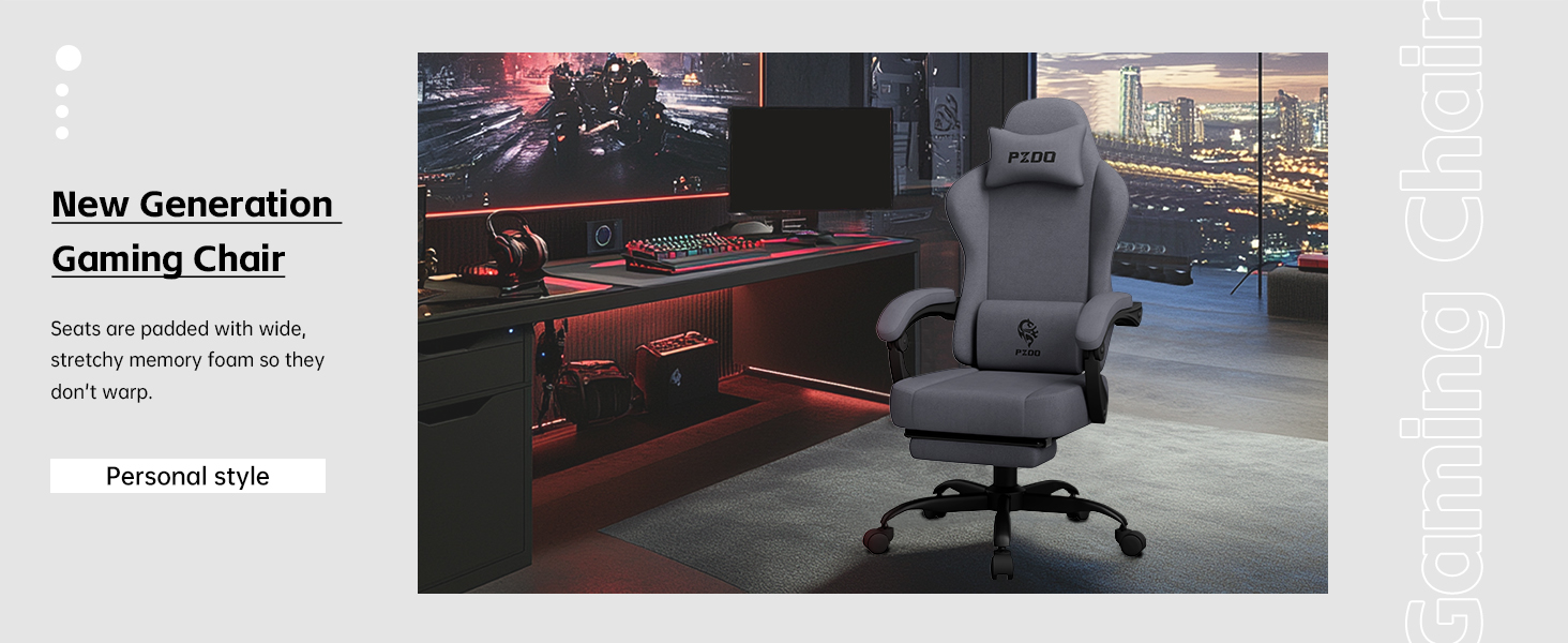 PZDO Ergonomic Gamer Chair Gaming Chair for Adults, Gaming Chair with footrest, banner 1