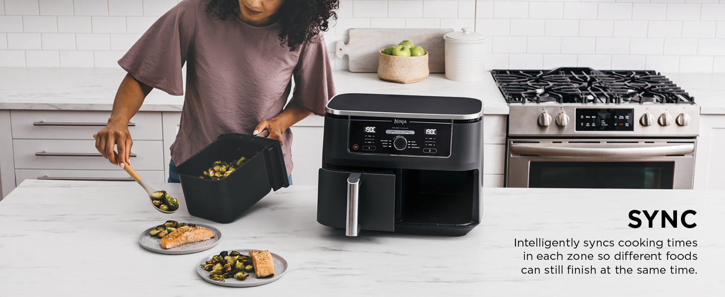 Ninja Foodi Dual Zone Air Fryer 2 Drawers, 6 Cooking Functions, 9.5L Capacity, B banner 3
