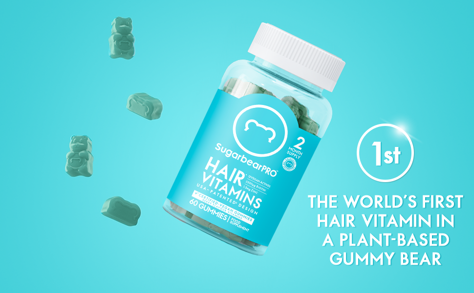 Sugarbear Pro Hair Vegan Vitamin Gummies for Luscious Halal Vegan with Vitamin C banner 1