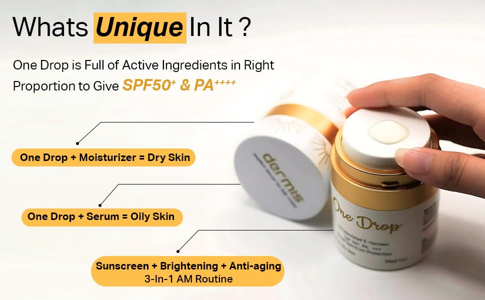 Dermis One Drop Sunscreen SPF 50+ PA++++ for Dry Skin with UVA/UVB Broad Protect banner 4